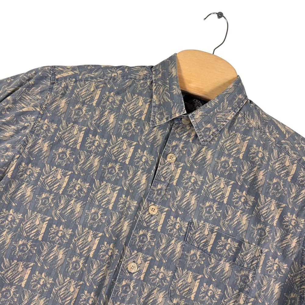 Dockers Mens Short Sleeve Button Up Shirt Size L‎ Gray Tan Print Casual